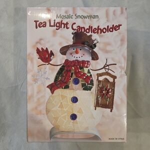 Mosaic Snowman Tea Light Candleholder
